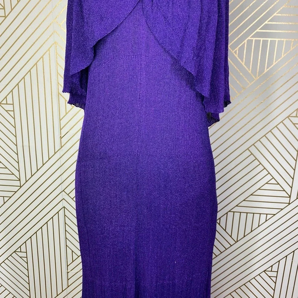 Zara Dress Metallic Thread Shimmer Long Knit Maxi Cape Purple Size US Small - Picture 3 of 12